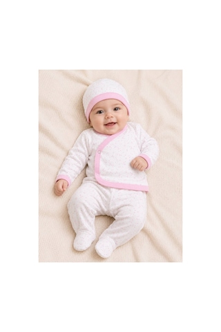 H&c Coolboy Yenidoğan Yıldız Desenli 3'lü Hastane Çıkışı Seti %100 Pamuk Patikli Pembe Yıldız Desenli 3-6 Ay