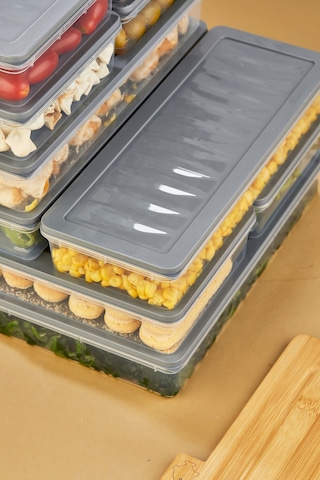 Multi Box 10 Parça 4 Farklı Boy Saklama Kabı Seti - Dondurucu & Mikrodalga Uyumlu Gri
