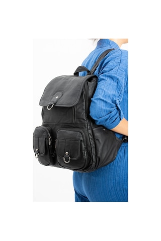 571 Collections Yıkanmış Deri Sırt Çantası Siyah Model: 571-11-11e - Siyah