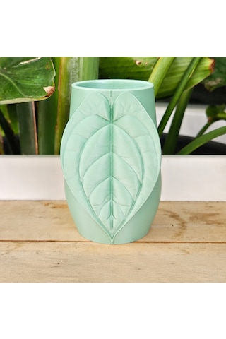 3d Baskı Yaprak Desenli Kap - Yaprağı Süslemeli Dekoratif Kap-mint Diğer