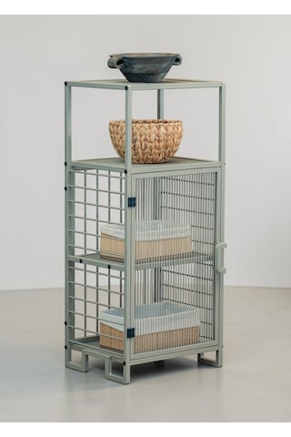 Dekoratif Bej Metal Çok Amaçlı Dolap 4 Raflı Organizer