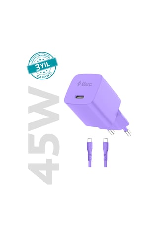 Ttec Smartcharger Gan 45w Avs Pd Seyahat Hızlı Şarj Aleti + Usb-c - Usb-c 3a 120 Cm Kablo Neon 96702750