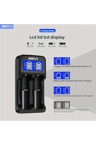 Xuweiwei Seıvı Evrensel Akıllı Şarj Cihazı Pil Şarj Cihazı Sw-1 İki Tip-c Portlu Lcd Ekran Çoklu Pil Uyumlu 18650 26650 21700 Aa Aaa