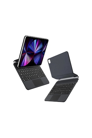 İpad UyumluPro 13 İnç 7. Nesil Magic Klavye Keyboard Touchpad Q Akıllı Klavyeli Kılıf -ışıklı