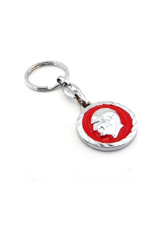 Mustafa Kemal Atatürk Portre Metal Anahtarlık Kırmızı