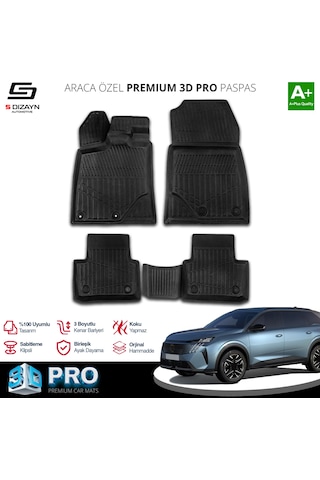 S-dizayn Peugeot 5008 Hybrid 3d Pro Havuzlu Paspas 2024 Üzeri A+ Kalite