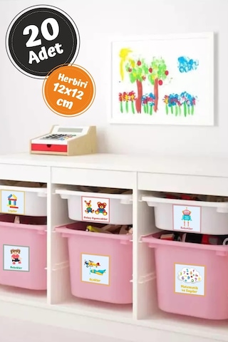 MSticker Eğlenceli Büyük Renkli Oyuncak Kutusu Sticker-organizer Etiket-renkli Baskılı 20 Parça