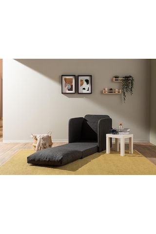 Pafu Saga Tekli Katlanır Yataklı Koltuk Keten Koyu Gri