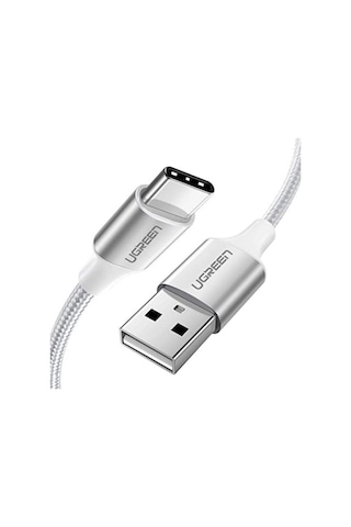 Ugreen Usb-c - Usb-a 3a Qc Örgülü Hızlı Şarj Kablosu, 1 M, Gümüş Beyazı, 60131