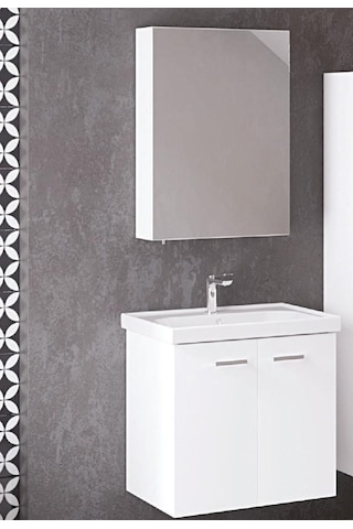 Denko Terra 60 Cm Mdf Beyaz Banyo Dolabı Takımı Beyaz