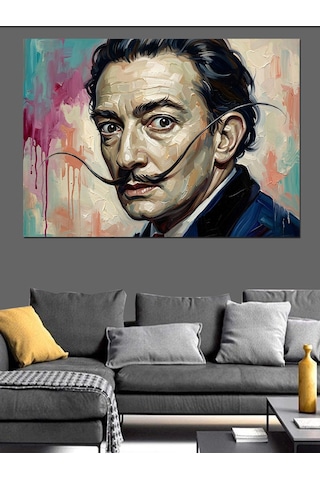 Ressam Salvador Dali Modern Portresi Dekoratif Kanvas - Mdf Ahşap Tablo