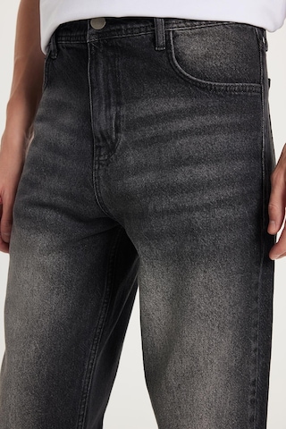 Erkek Relax Fit Geniş Kesim Boru Paça Denim Yıkamalı Taşlamalı Esnek Siyah Jean Kot Pantolon-34489 Siyah