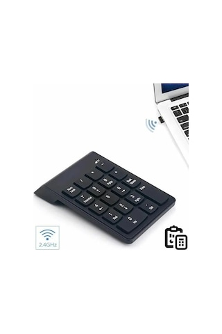 Thentech Kablosuz Bağlantılı Numaratik Klavye Ufak Kullanışlı Kablosuz Laptop Dizüstü Bilgisayar İçin Klavye Siyah