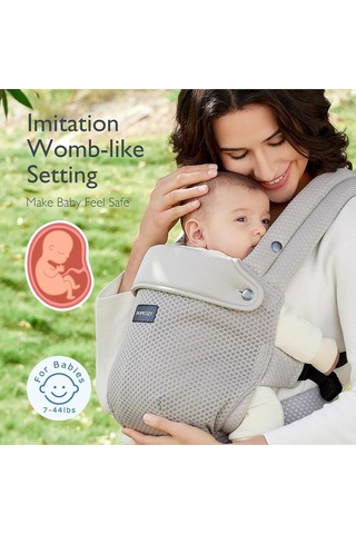Momcozy Ergonomik Mesh Bebek Taşıyıcı, Hafif ve Konforlu 3- 20 Kg Geliştirilmiş Bel Desteği, Air Mesh Grey Portbebe