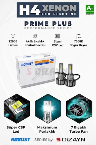 S-dizayn Prime Plus H4 Led Xenon / 45w / 7000k A+ Kalite