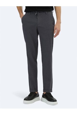 Koyu Gri Düz Dokuma Jogging Fit Casual Pamuk Karışımlı Pantolon Koyu Gri