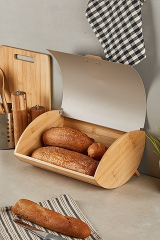 Dino Bambu Ekmek Dolabı Gri