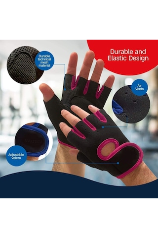 Xspring Egzersiz Eldivenleri, Erkekler Ve Kadınlar İçin Ağırlık Kaldırma Eldivenleri, Ağırlık Çalışması, Pull Spor Salonu Fitness, Evde Egzersiz İçin Nefes Alabilir Yarım Parmak Egzersiz Eldivenleri Açık Mavi