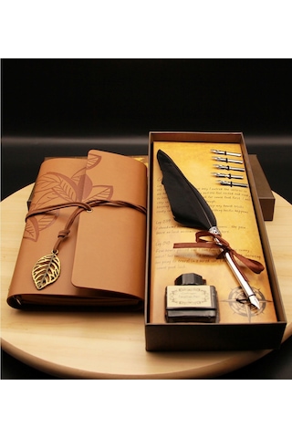 Divit Tüylü Kalem & Defter Seti - Siyah