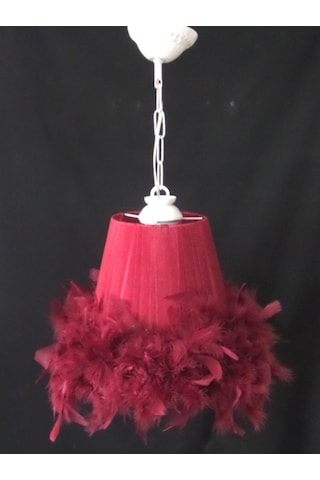 Bordo Yatak Odası Çocuk Odası Tüylü Avize