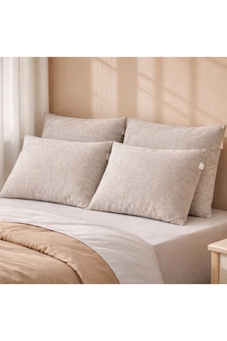 4'lü Pamuklu 50x70 Yastık Kılıfı Kahverengi