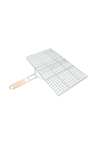 Paslanmaz Ahşap Saplı Kafesli Tel Izgara Et Mangal Teli