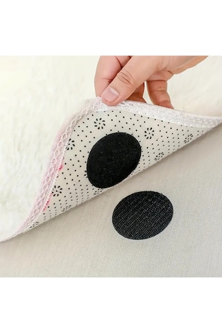 Yapışkanlı 10 Lu Cırt Cırt Seti, Halı, Kilim, Nevresim, Minder Ve Örtü Kaydırmaz Sabitleyici Ped - Renk: Siyah, 00001cm1: 10 X 10 Cm