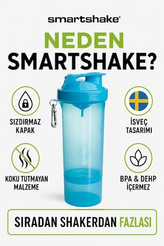 Smartshake Slim Serisi 500 Ml Neon Mavi Protein Shaker