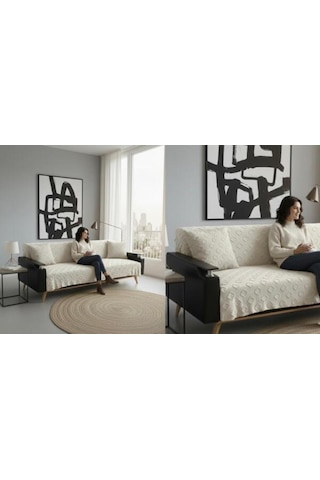 Jakarlı Koltuk Örtüsü 170x220 Cm/ Kaymaz, Şık, Dayanıklı Ekru Jakarlı Koltuk Örtüsü 170x220 Cm/ Kaymaz, Şık, Dayanıklı Ekru