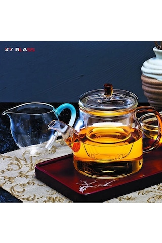 Morponi Borosilikat Cam Cam Kapaklı Ve Süzgeçli Gold Sap Demlik 800 Ml Tkb Aw2005 Şeffaf