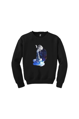 Nirvana Kurt Cobain Galaksi Siyah Sweatshirt Siyah