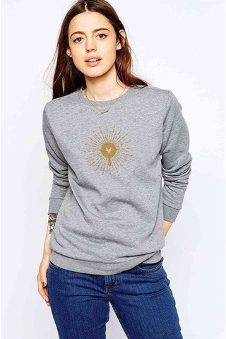 Pubg Tava Tavuk Baskılı Gri Kadın Sweatshirt