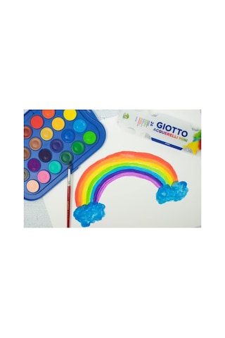 Giotto Acquerelli 24 Renk Suluboya Seti - 30 Mm Yuvarlak Tablet, Plastik Kapağa Sahip Karışık