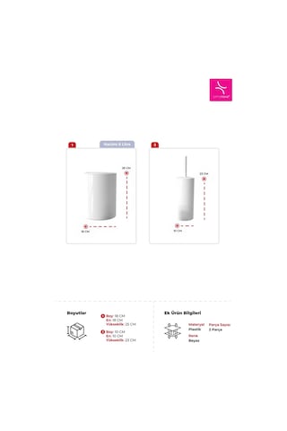 Prima Nova Flores 2'li Banyo Seti - Beyaz Beyaz