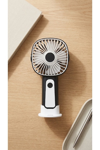 Mini El Fanı Siyah/beyaz Kompakt Tasarımlı, Usb Şarjlı Güçlü Taşınabilir Vantilatör Fan - Pl108