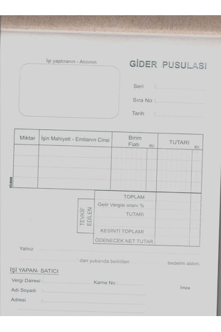DİLMAN OTOKOPİLİ GİDER PUSULASI 2 NÜSHA 50 YAPRAK