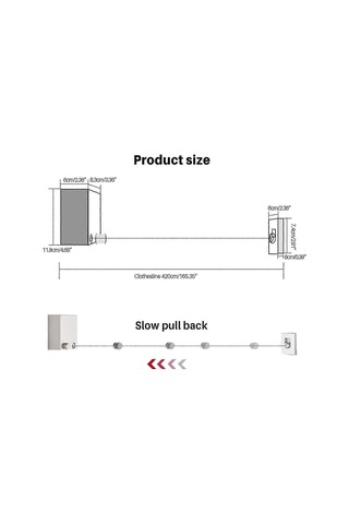 Ganzhoushop 1 Adet 4.2m Açık Hava Geri Çekilebilir Çamaşır İpi, Çelik Geri Çekilebilir Çamaşır İpi, Gümüş Çok Renkli