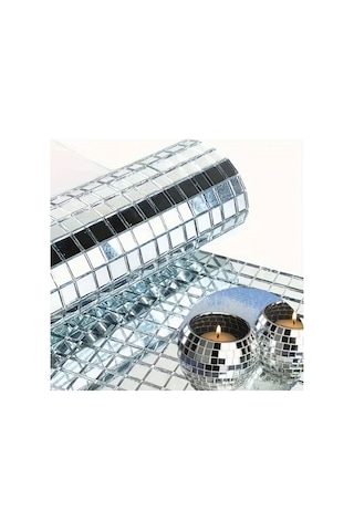 Kare Silver Cam Mozaik Fayans Çıkartması Kendinden Yapışkanlı Aynalı Dekor Panel 30x30 Cm