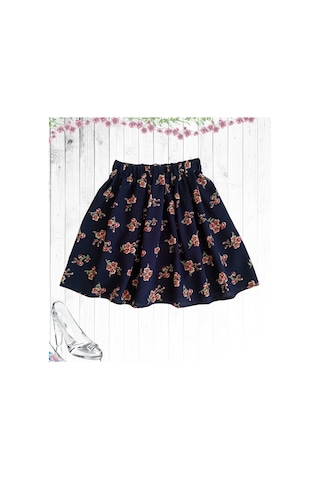 Çiçek Desenliçocuk Etek Koyu Lacivert Renk Tonunda Lacivert