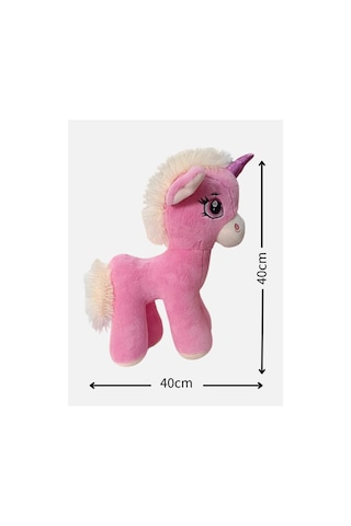 Peluş Boynuzlu At Pony Unicorn 40 Cm Pembe
