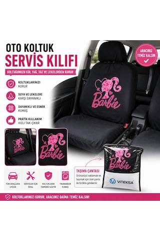 Servis Kılıfı Likralı Barbıe Siyah Pembe Set Çantalı 1