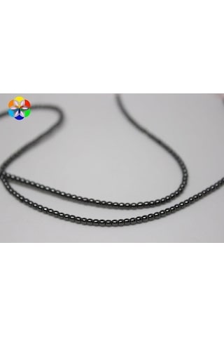 Yasam Tohumu Hematit Taşı Yarım Dizi 2 MM Küçük Delikli 17 CM Gümüş