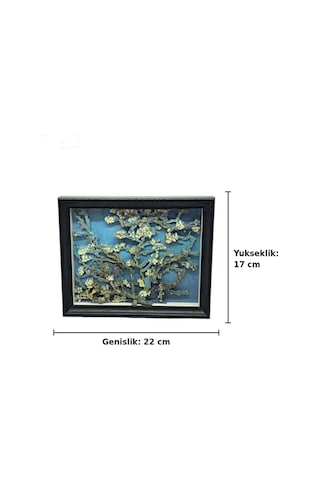 3d Katmanlı Badem Çiçekleri Sanat Tablosu Van Gogh Temalı Çerçeveli Hediyelik Dekoratif Masa Ve Duvar Panosu