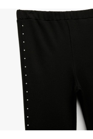 Koton Taş Detaylı Beli Lastikli Siyah Kız Çocuk Pantolon 6wkg40036ak Siyah