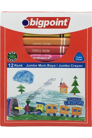 Bigpoint 12 Renk Jumbo Üçgen Mum Boya