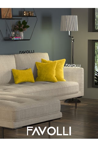 Br Favolli Kadife Dokulu Hint Sarısı Kırlent Kılıfı Dream Serisi Punch Için Uygun Gizli Fermuar Hint Sarısı