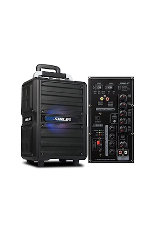 Shile Sl-2017 50 Watt Taşınabilir Seyyar Aktif Amfi Hoparlör Kablosuz El + Yaka Mikrofonlu Usb+sd+bt Kumandalı