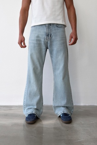 Flaw Yıkamalı Lazer Baskı İspanyol Paça Jean-29649 Buz Mavi
