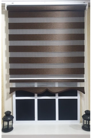 Zebra Stor Perde Koyu Kahve Etek Dilimli St 034