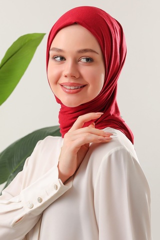 Melodi Scarf Tesettür Penye Şal Bordo Bordo